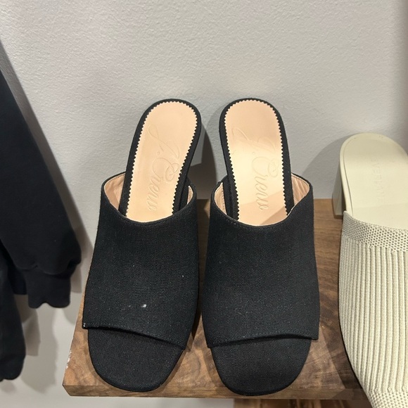 J. Crew Bianca woven Black Women's Slide wedge Sandals - Picture 1 of 2